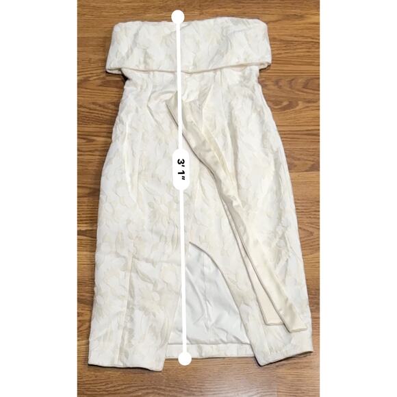 Alexis Isotta cream Floral Brocade Strapless Wrap Tie bride Dress small - Picture 7 of 13